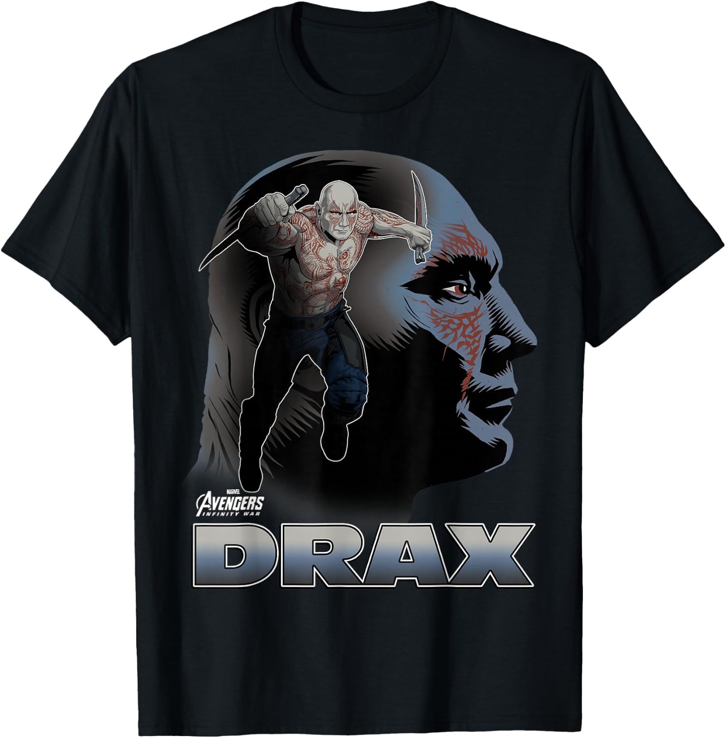 Marvel Infinity War Drax Big Head Profile Graphic T-Shirt - T-Shirt | Black