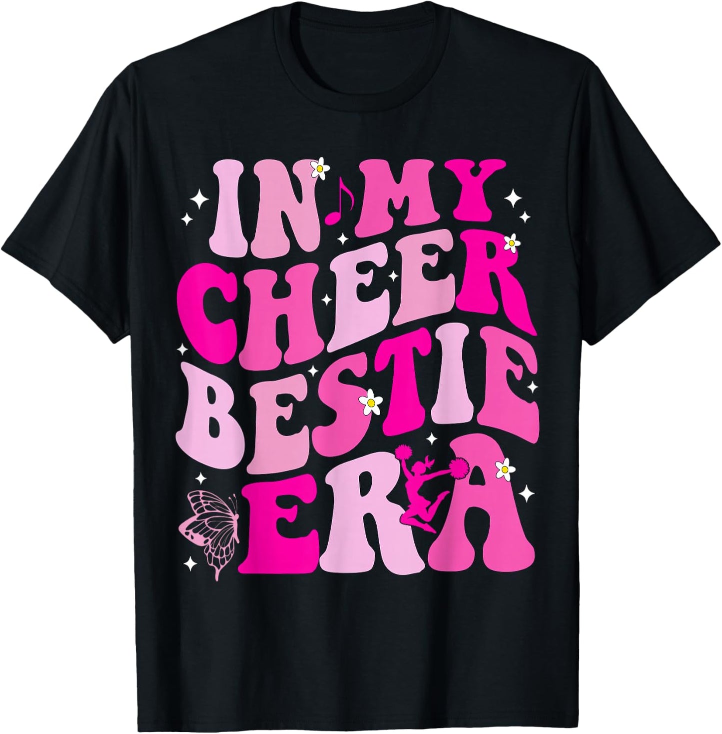 In My Cheer Bestie Era Kids Girls Boys Funny Friend T-Shirt - T-Shirt | Black