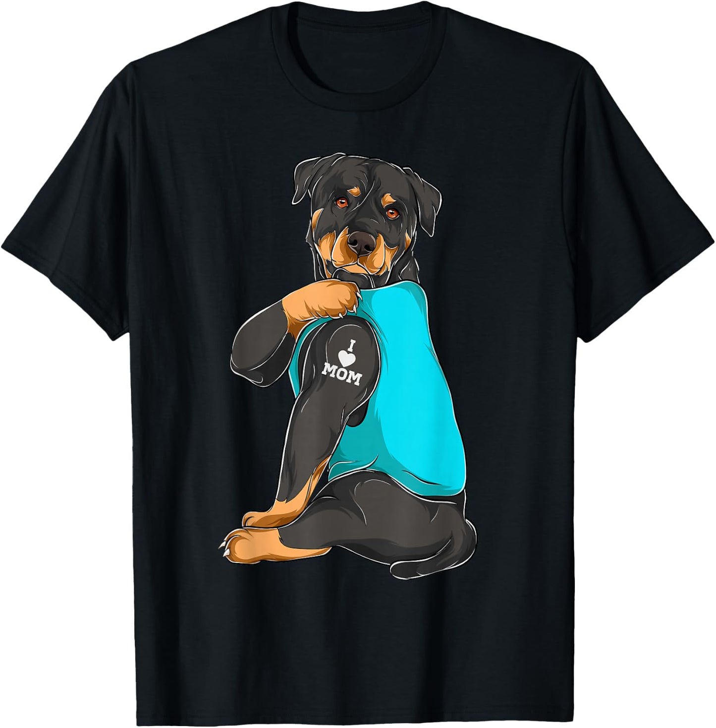Rottweiler I Love Mom Tattoo Apparel, Dog Mom Gifts T-Shirt - T-Shirt | Black