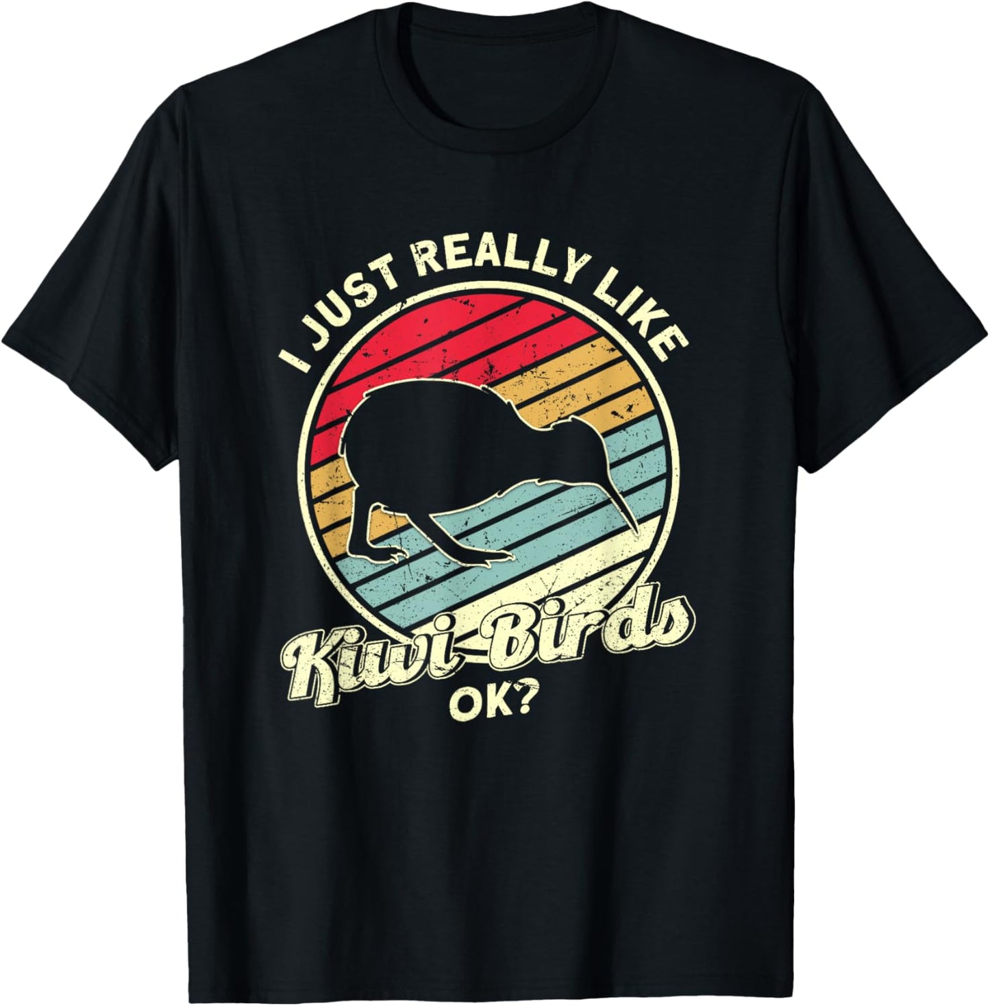 Kiwi & New Zealand Gifts -Adults Black Cotton, Polyester Casual, Humorous, Modern Kiwi Bird T-Shirt - T-Shirt | Black