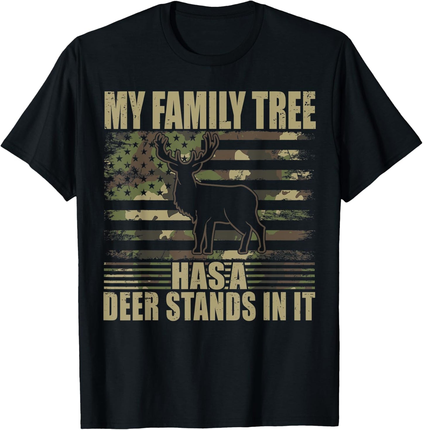 Deer Hunting My Family Tree Has A Deer Stands In It T-Shirt - T-Shirt | Black