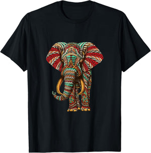 Henna Stylish Artistic Save The Elephants | Wildlife T-Shirt - T-Shirt | Black