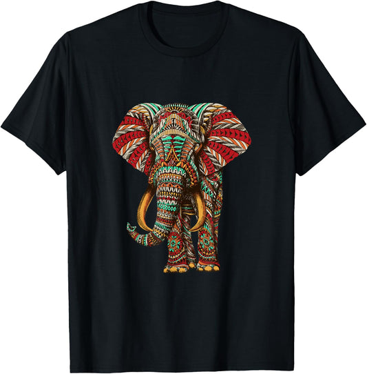 Henna Stylish Artistic Save The Elephants | Wildlife T-Shirt - T-Shirt | Black
