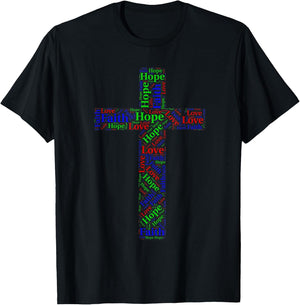 Faith, Hope, Love 1 Corinthians 13:13 Scripture T-Shirt - T-Shirt | Black