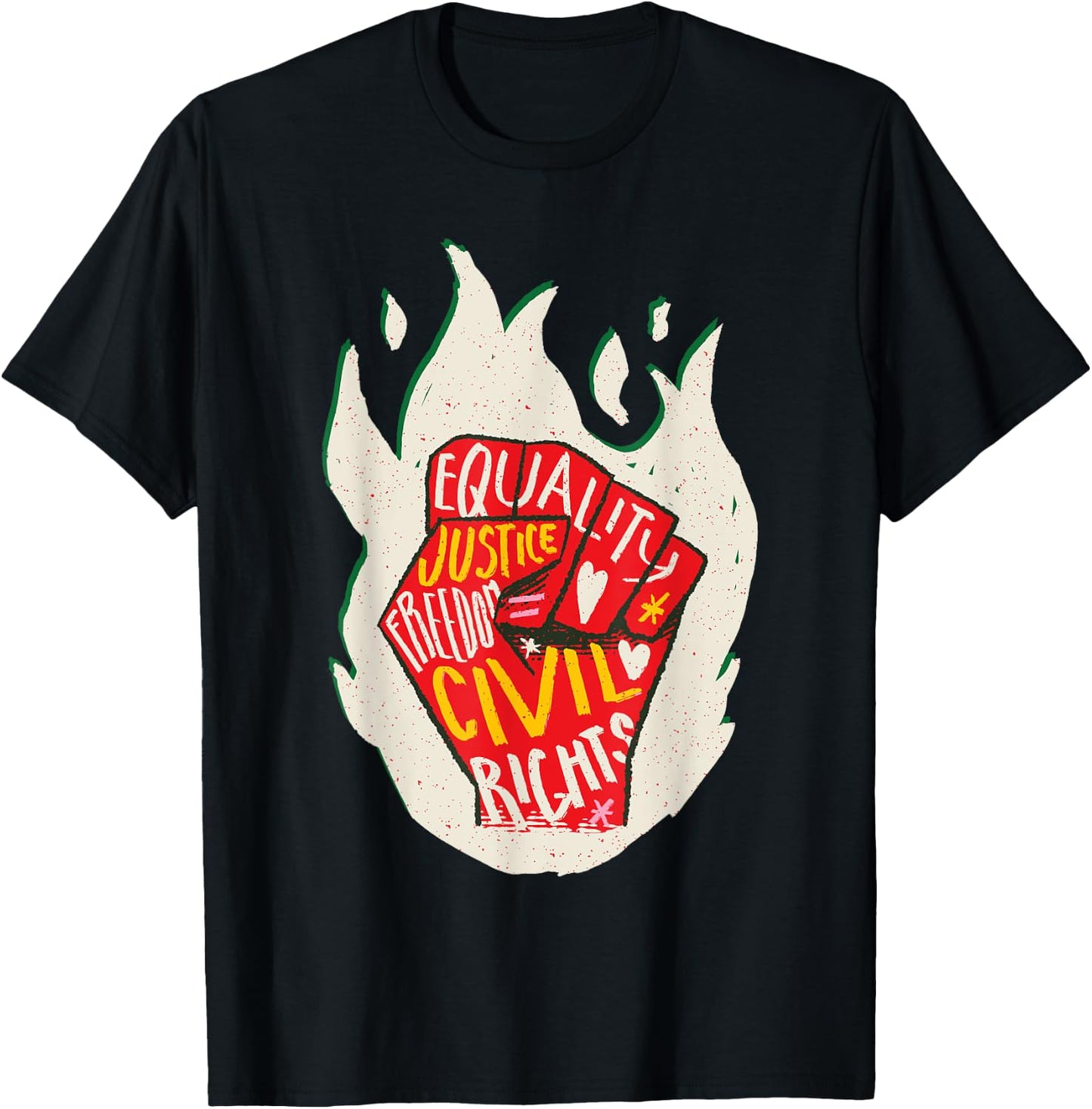 Black History Month Black Fist Shirt Men Kids Fire T-Shirt - T-Shirt | Black