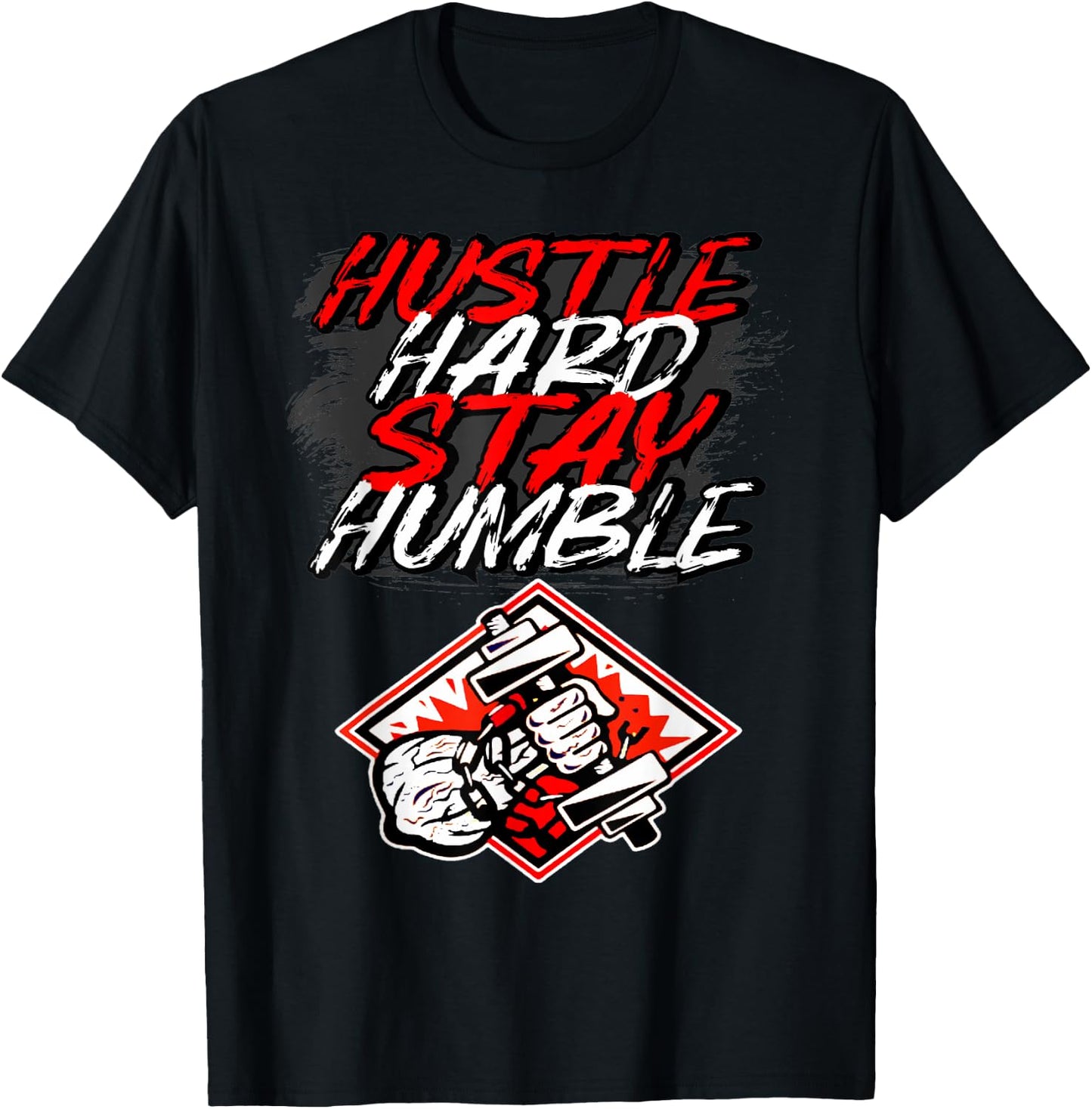 Hustle Hard Stay Humble Workout Fitness Motivation Costume T-Shirt - T-Shirt | Black