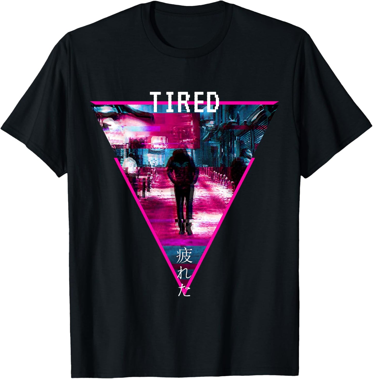 Glitchcore Weirdcore Aesthetic Hyperpop Tired Japanisch T-Shirt - T-Shirt | Black