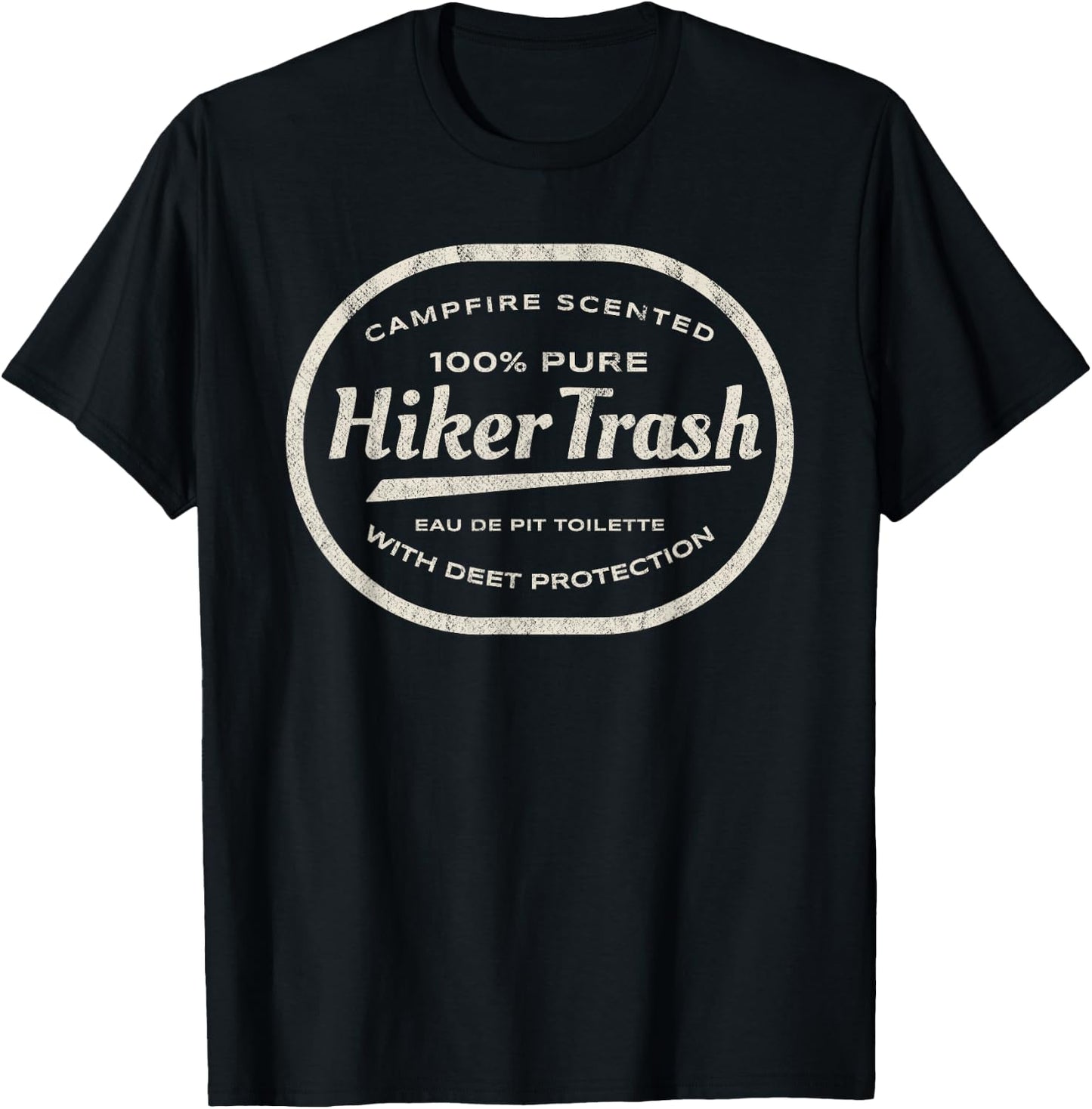 Funny Hiker Trash Logo Design for Long Distance Backpackers T-Shirt - T-Shirt | Black