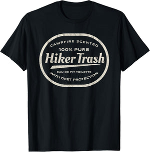 Funny Hiker Trash Logo Design for Long Distance Backpackers T-Shirt - T-Shirt | Black