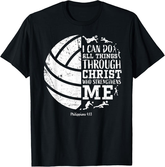 Volleyball Gifts Teen Girls Women Men Boy Christian Verse T-Shirt - T-Shirt | Black