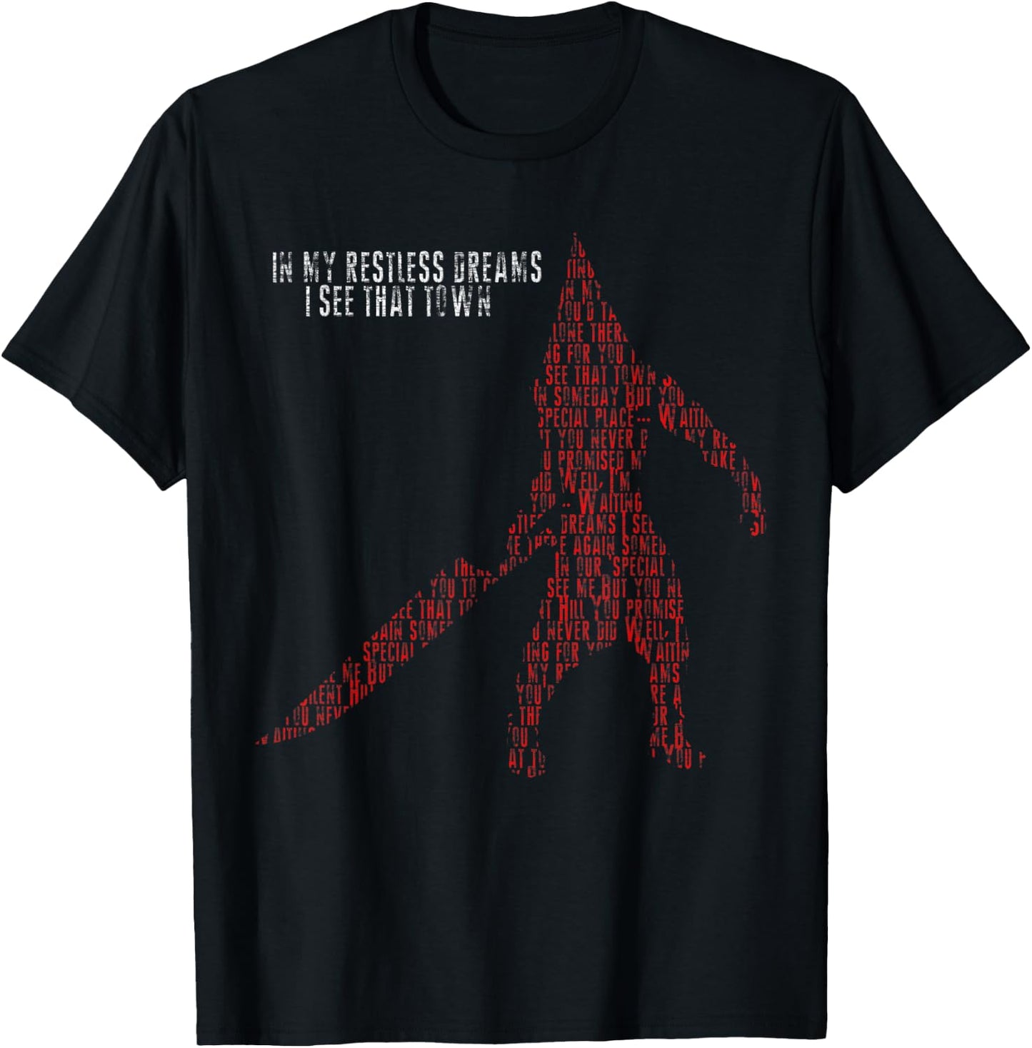 IN MY RESTLESS DREAMS I SEE THAT TOWN Pyramid Head Monster T-Shirt - T-Shirt | Black