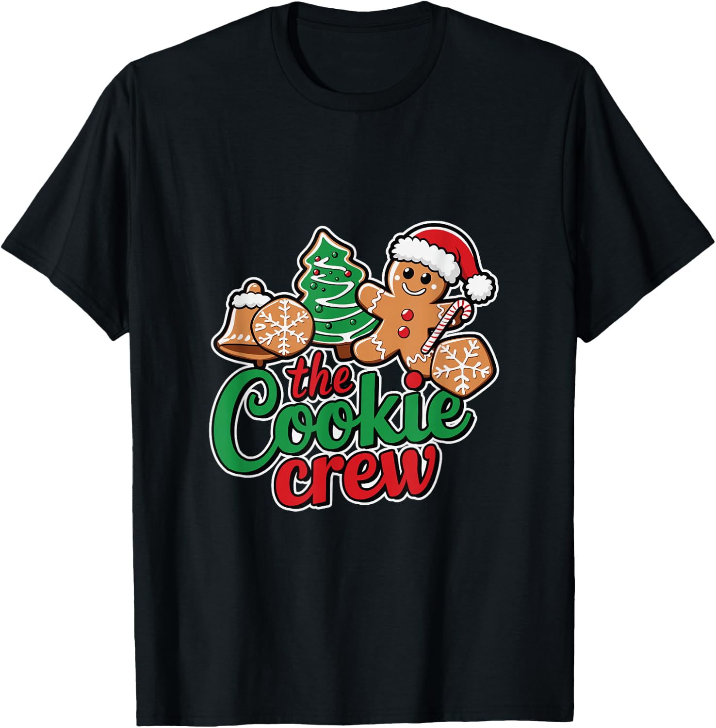 The Cookie Crew Gingerbread Christmas Family Holidays T-Shirt - T-Shirt | Black