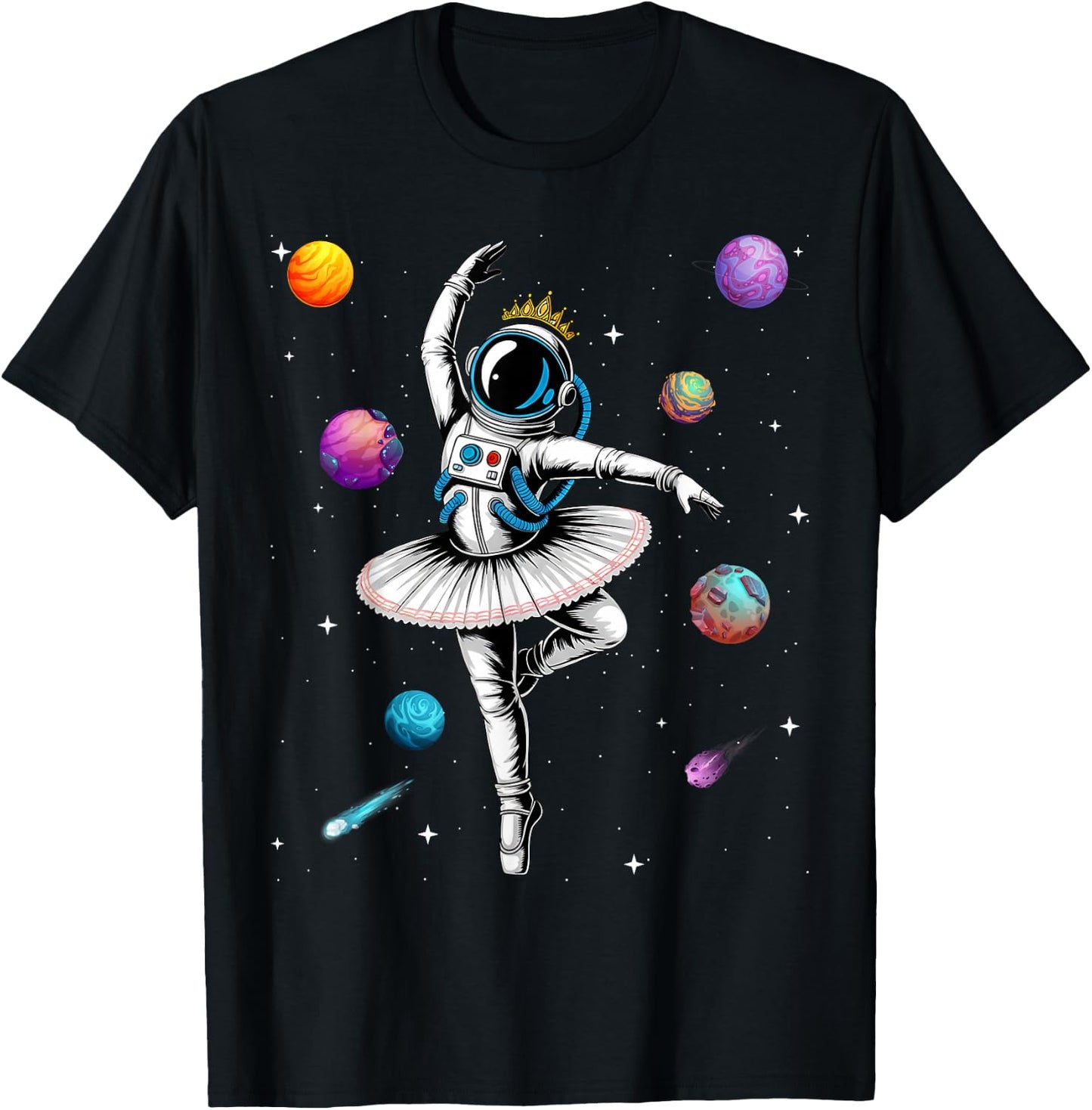 Astronaut Ballerina Space Ballet Women Girls Kids Toddler T-Shirt - T-Shirt | Black