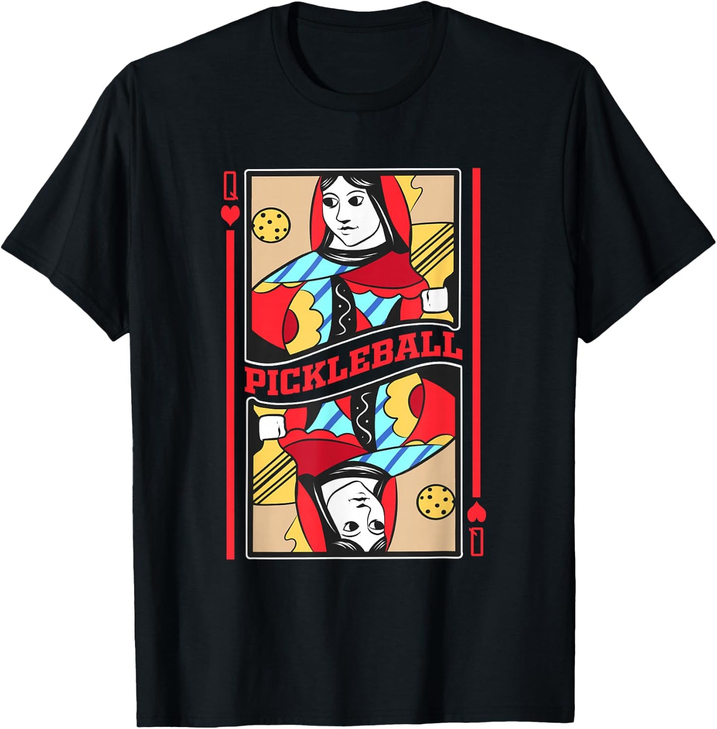 Pickleball Queens Card Funny Paddle Sports Player T-Shirt - T-Shirt | Black