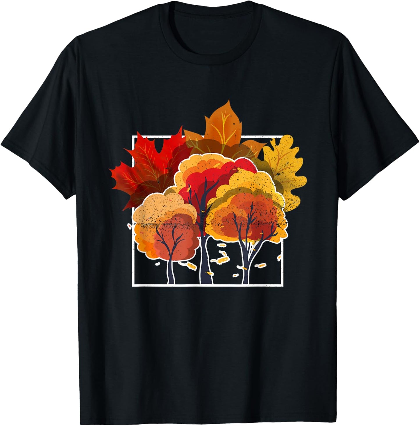 Nature Forest Leaves Autumn Trees Fall T-Shirt - T-Shirt | Black