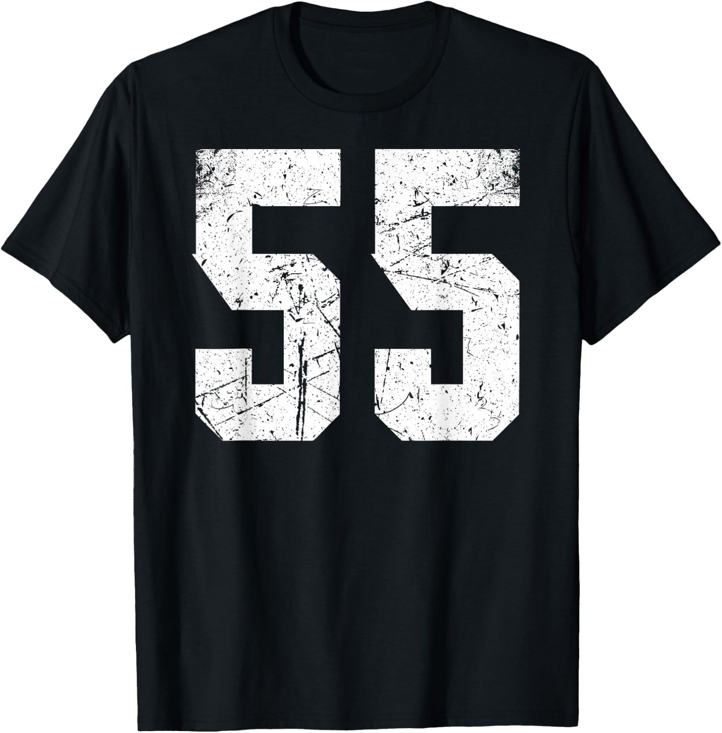 Number #55 Sport White Vintage Uni Number T-Shirt - T-Shirt | Black