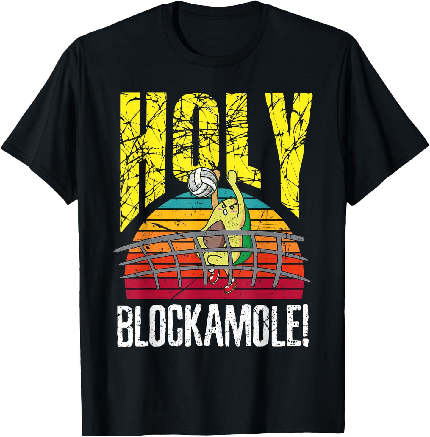 Holy Blockamole Funny Volleyball Block Avocado Design T-Shirt - T-Shirt | Black