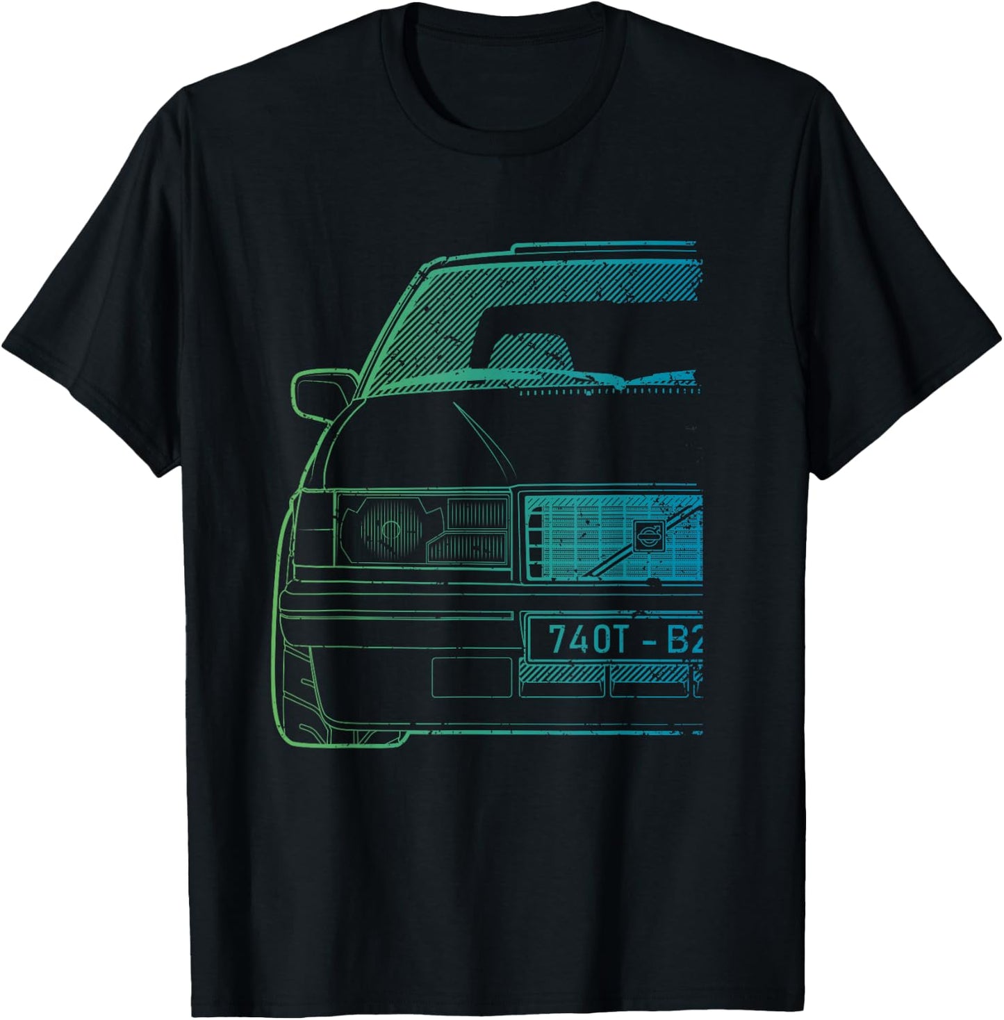 Vintage Racing 740 Turbo Green Gradient T-Shirt - T-Shirt | Black