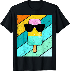 Cool Popsicle Summer Break Sunglass Funny Ice Cream Lover T-Shirt - T-Shirt | Black