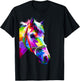 Colorful pop art horse portrait | Funny Horses T-Shirt - T-Shirt | Black