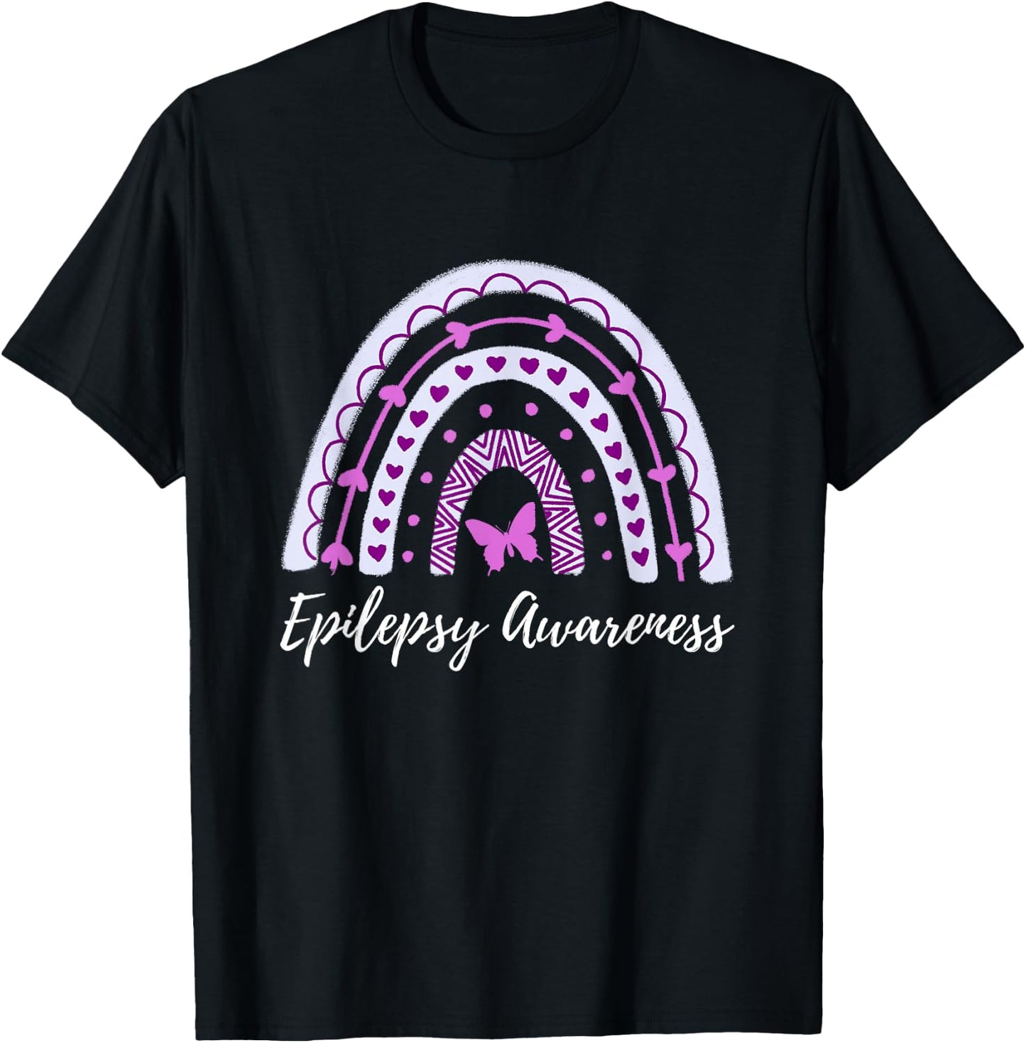 Epilepsy Awareness Boho Rainbow T-Shirt - T-Shirt | Black