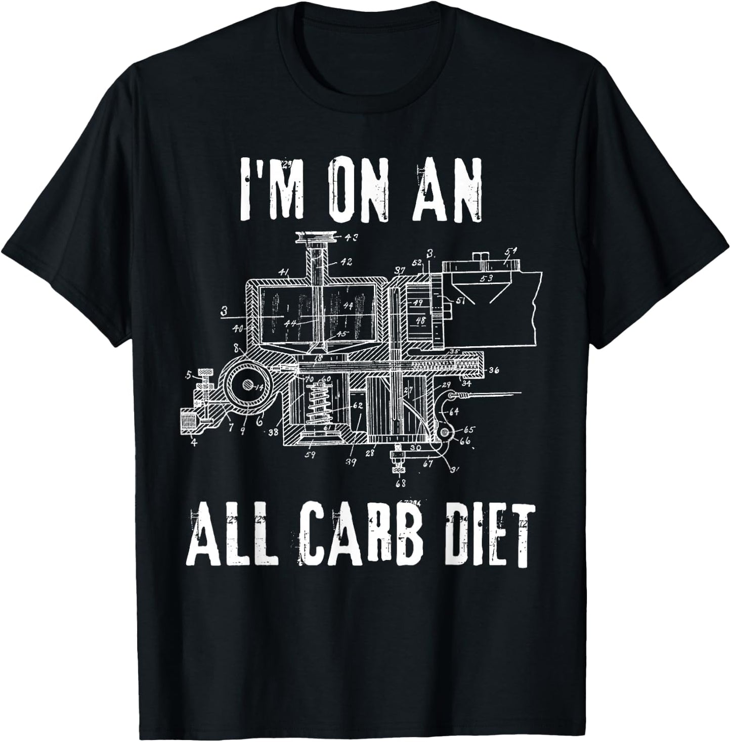 Funny Car Mechanic Shirt All Carb Diet Carburetor T-Shirt - T-Shirt | Black