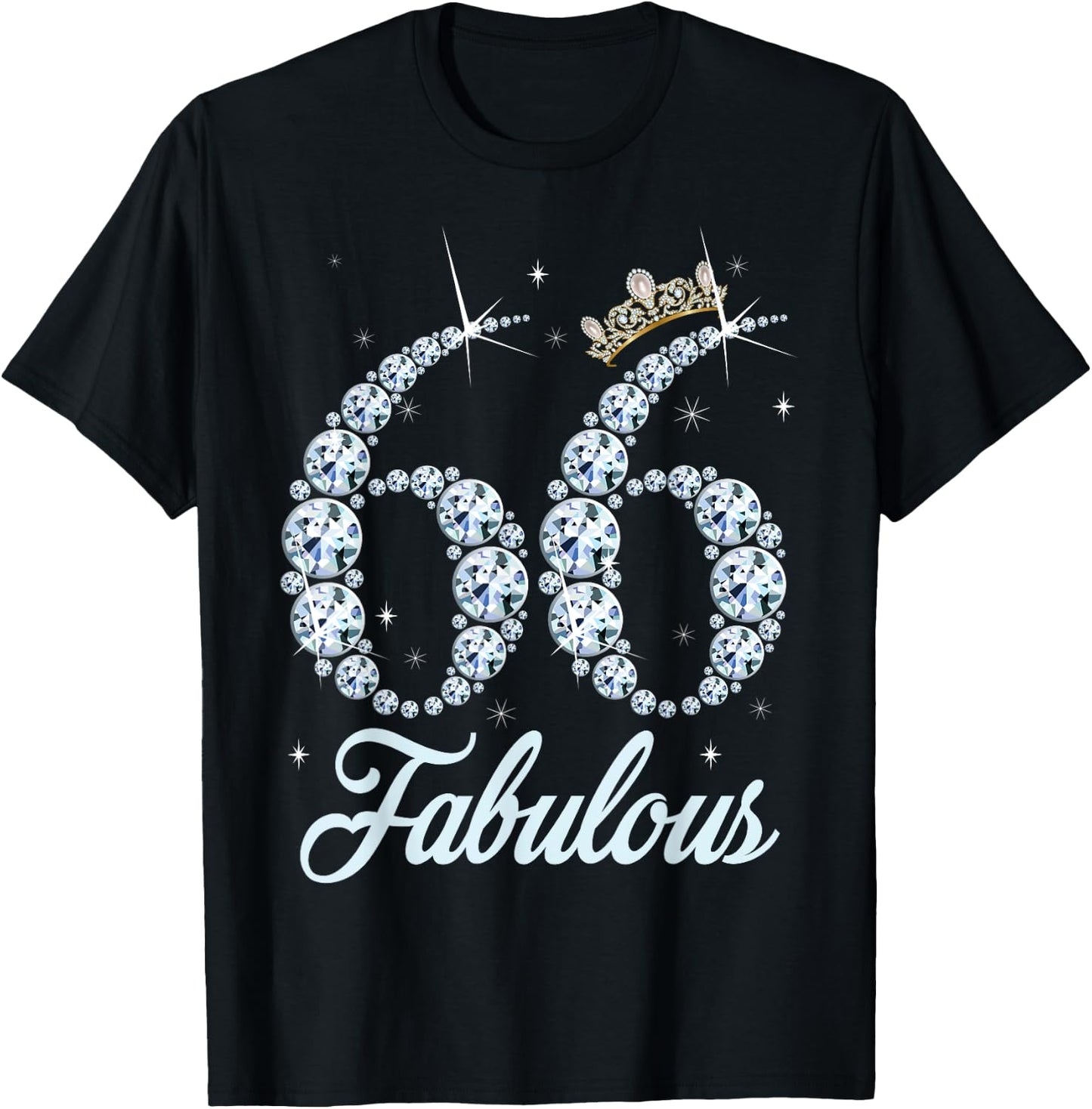66 Year Old Its My 66th Birthday Queen Diamond Heels Crown T-Shirt - T-Shirt | Black
