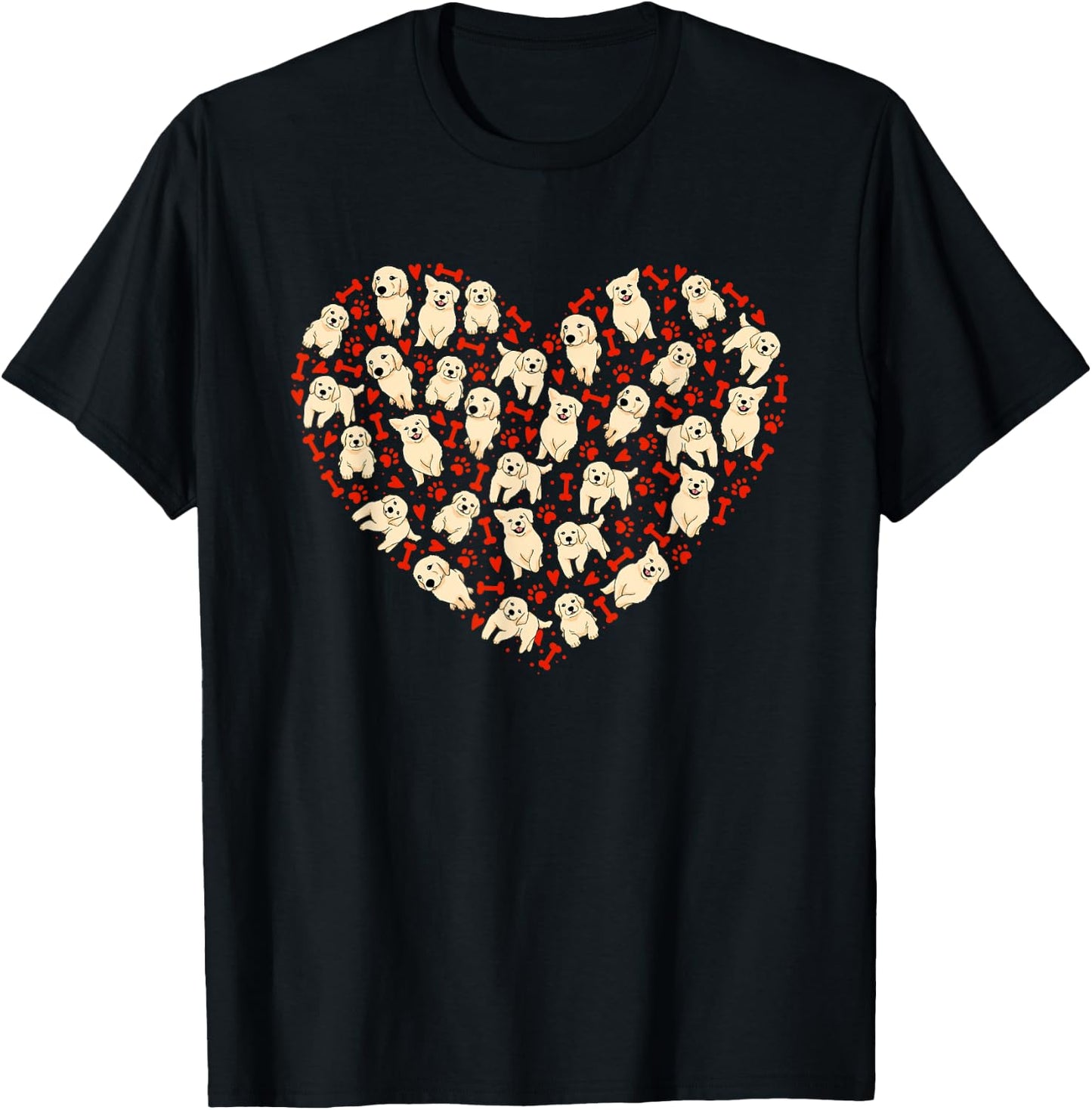 Golden Retriever Valentine Hearts Dog Lovers Valentines Day Men Women T-Shirt - T-Shirt | Black