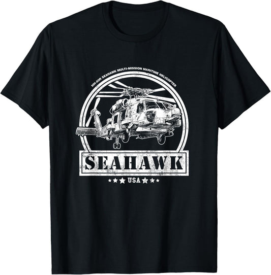 MH-60 Seahawk Helicopter T-Shirt - T-Shirt | Black