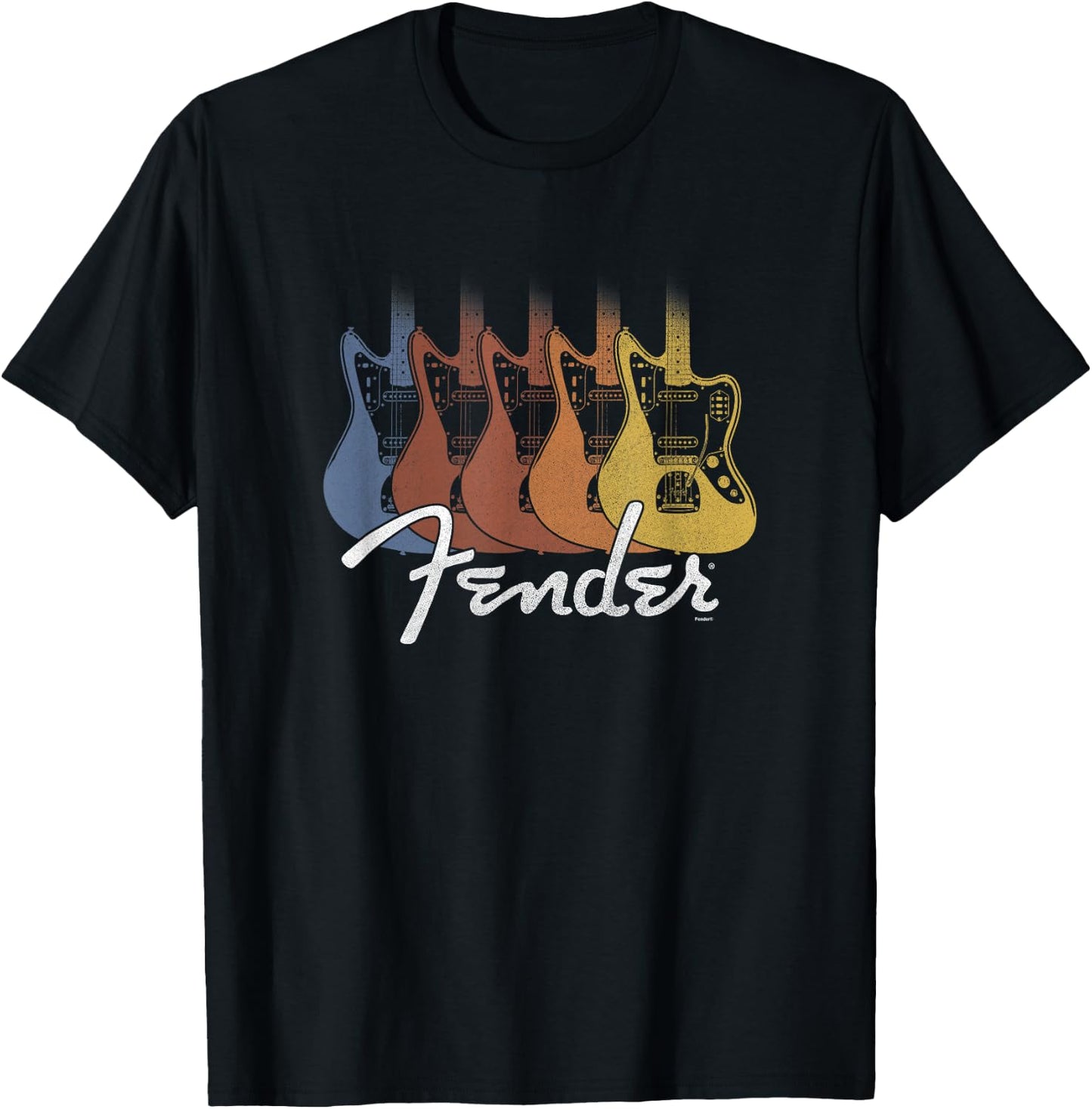 Fender Retro Rainbow Jazzmaster Lineup T-Shirt - T-Shirt | Black
