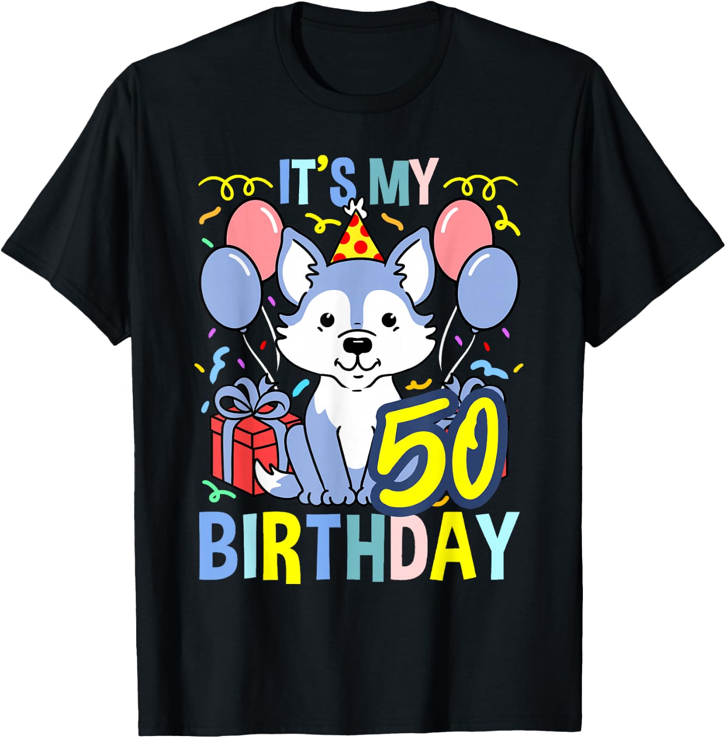 Its My 50th Birthday Wolf T-Shirt - T-Shirt | Black