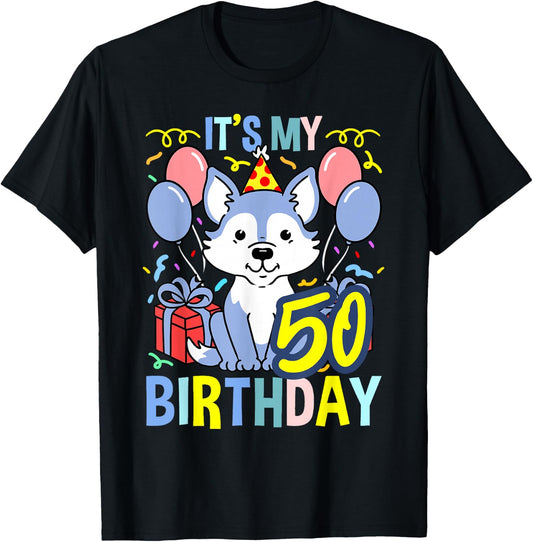 Its My 50th Birthday Wolf T-Shirt - T-Shirt | Black