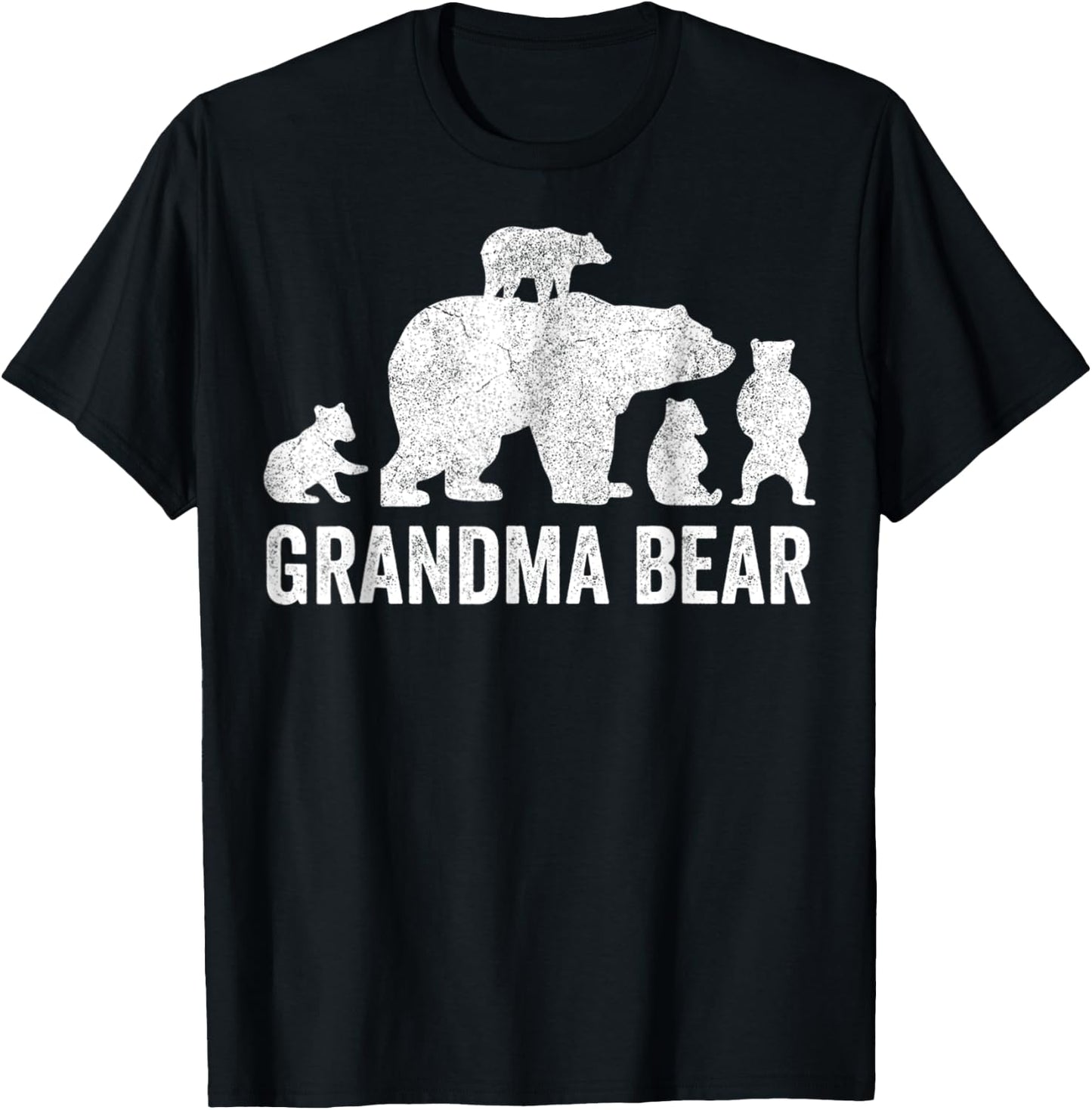 Grandma Bear With Four Cub Cute Mother's Day T-Shirt - T-Shirt | Black