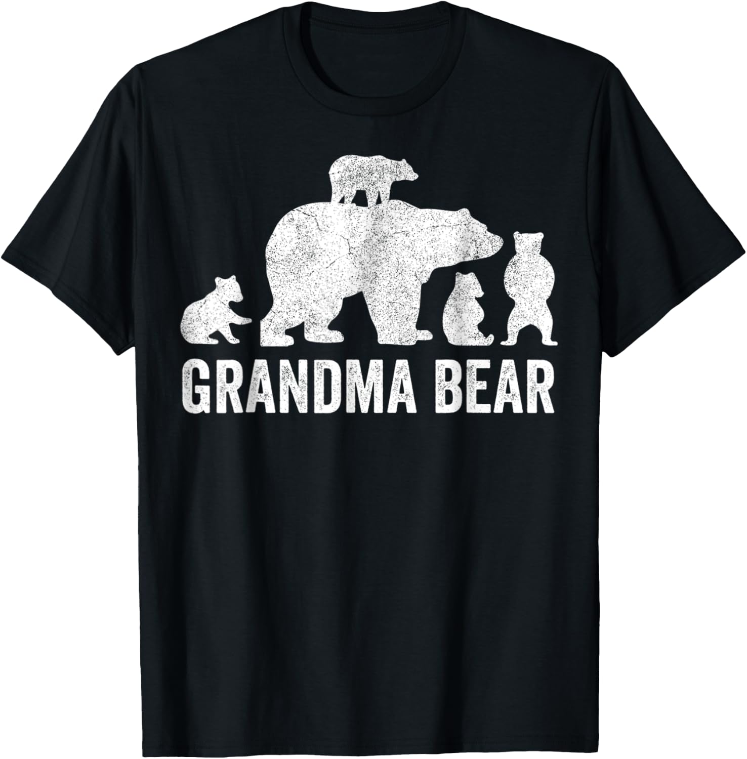 Grandma Bear With Four Cub Cute Mother's Day T-Shirt - T-Shirt | Black