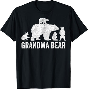 Grandma Bear With Four Cub Cute Mother's Day T-Shirt - T-Shirt | Black