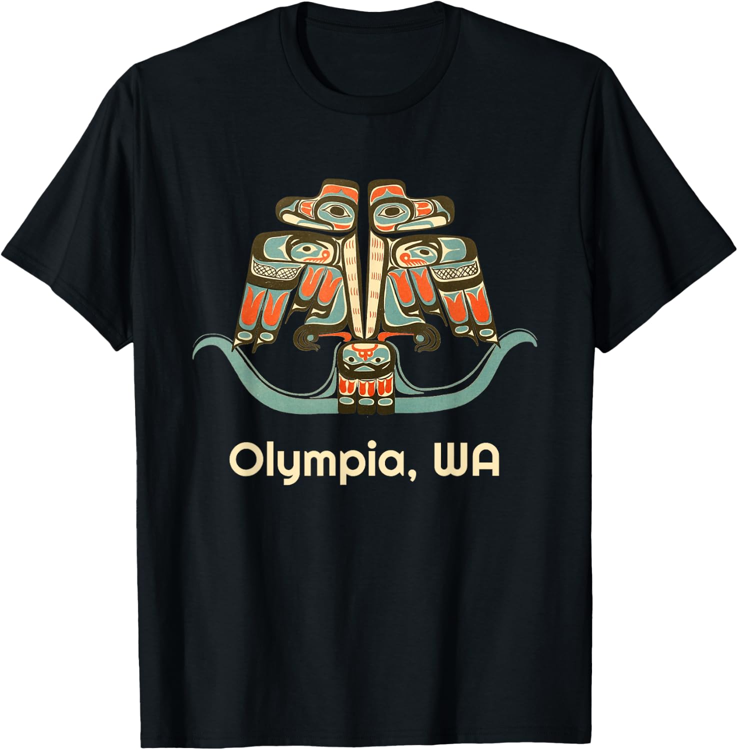 Olympia Washington Thunderbird NW Native American T-Shirt - T-Shirt | Black