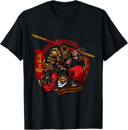 Monkey King Sun Wukong Ancient Chinese Mythology Gods T-Shirt - T-Shirt | Black