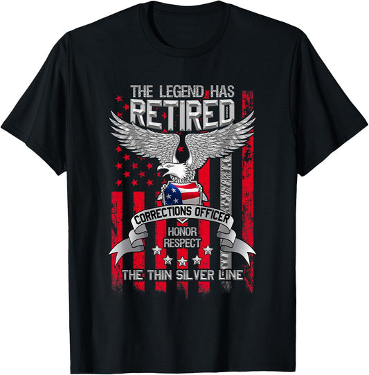 Correctional Officer Retirement Silver Line Corrections Gift T-Shirt - T-Shirt | Black