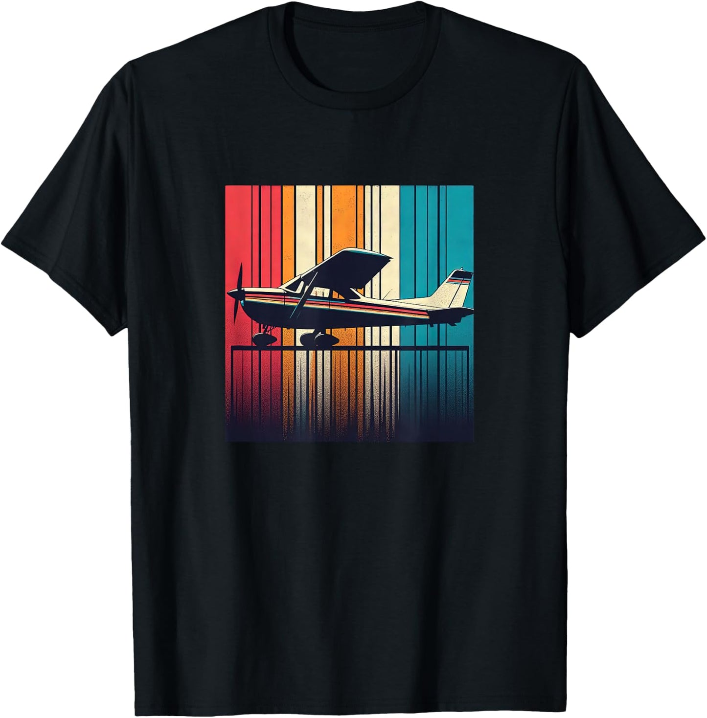 C-172 Skyhawk Vintage C172 Airplane Retro Sunset Pilot T-Shirt - T-Shirt | Black