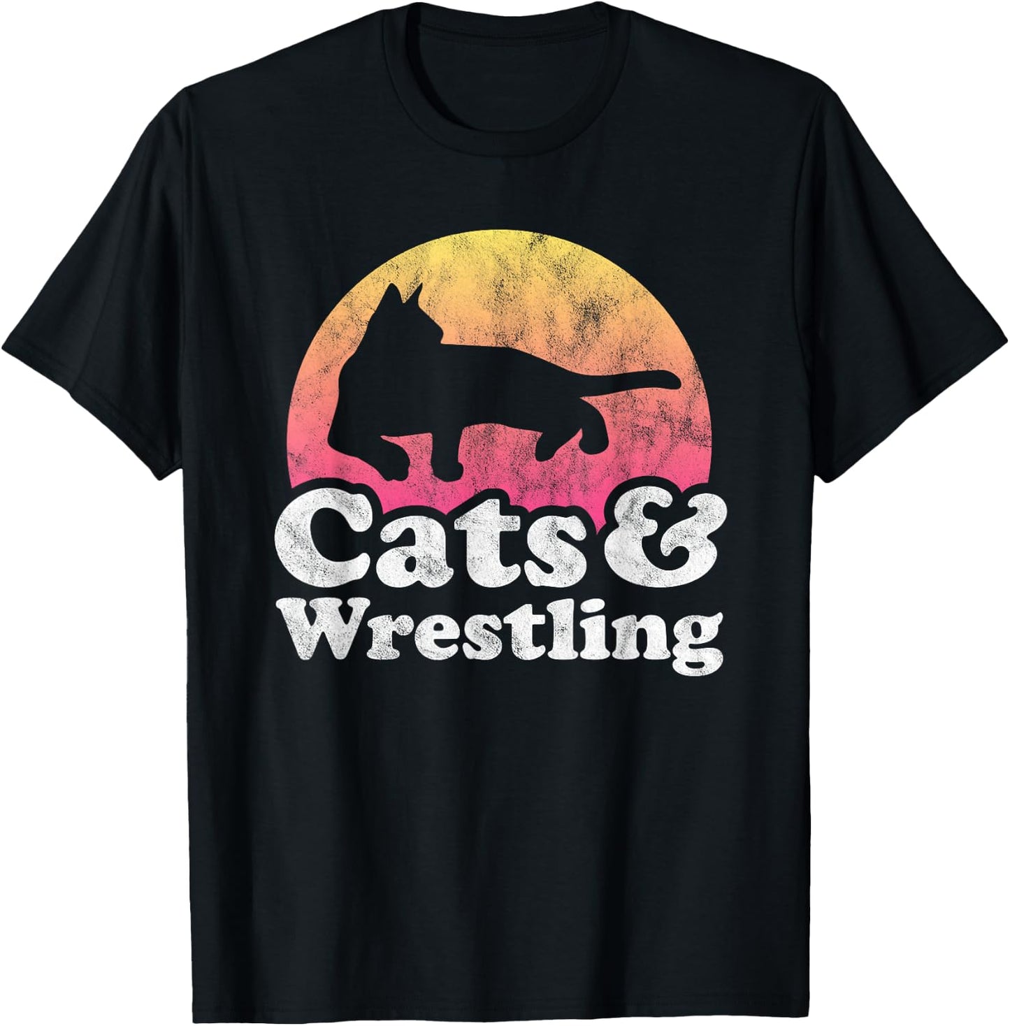 Cats and Wrestling Men's or Women's Cat and Wrestler T-Shirt - T-Shirt | Black
