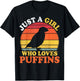 Puffin Bird Vintage Just A Girl Who Loves Puffins T-Shirt - T-Shirt | Black