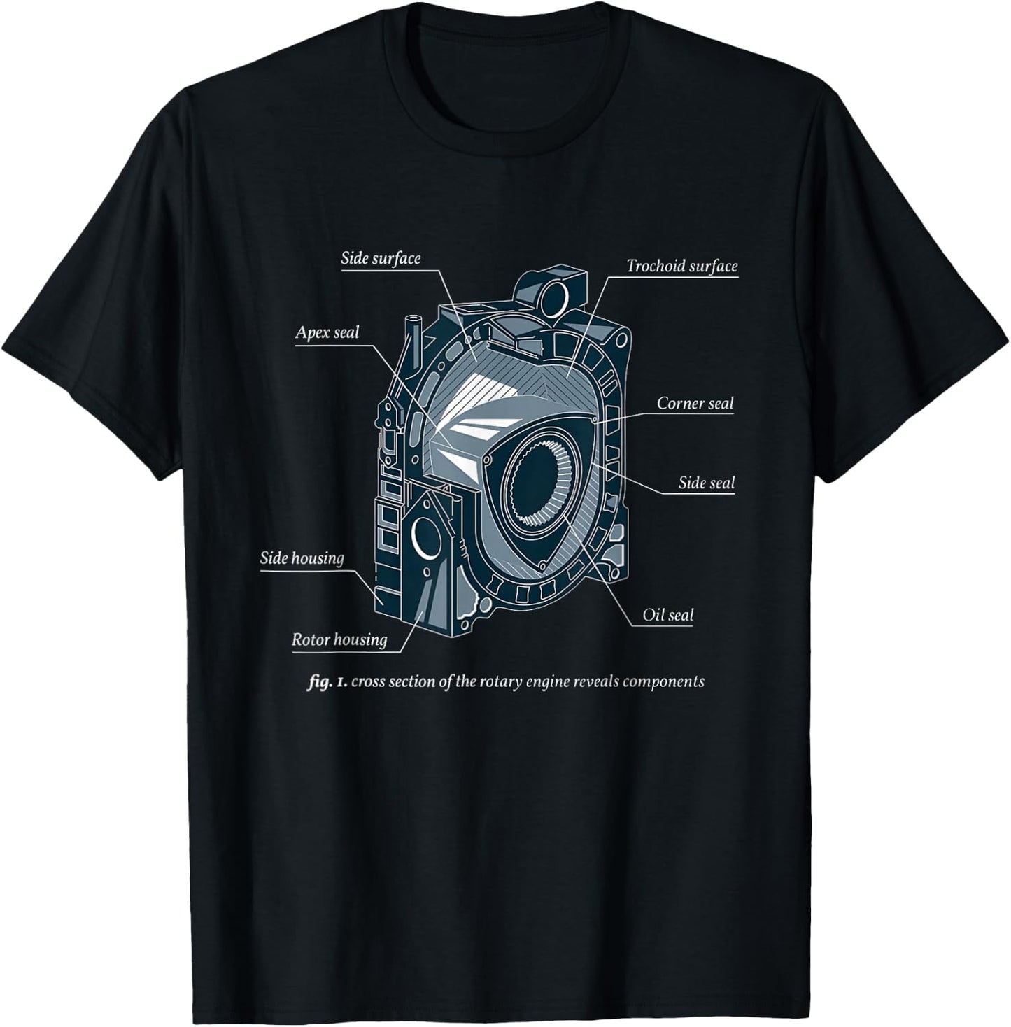 Rotary Engine Diagram Shirt Wankel Car Enthusiast T-Shirt - T-Shirt | Black