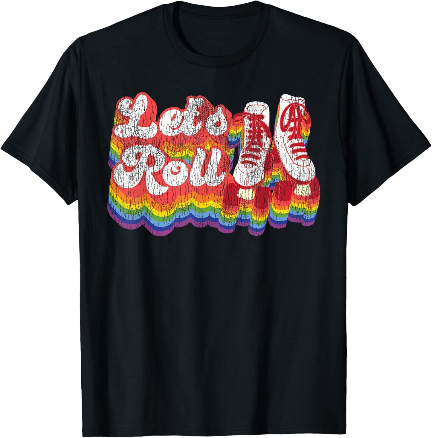 Cool Roller Skating Skate Girl 1970S Retro T-Shirt - T-Shirt | Black