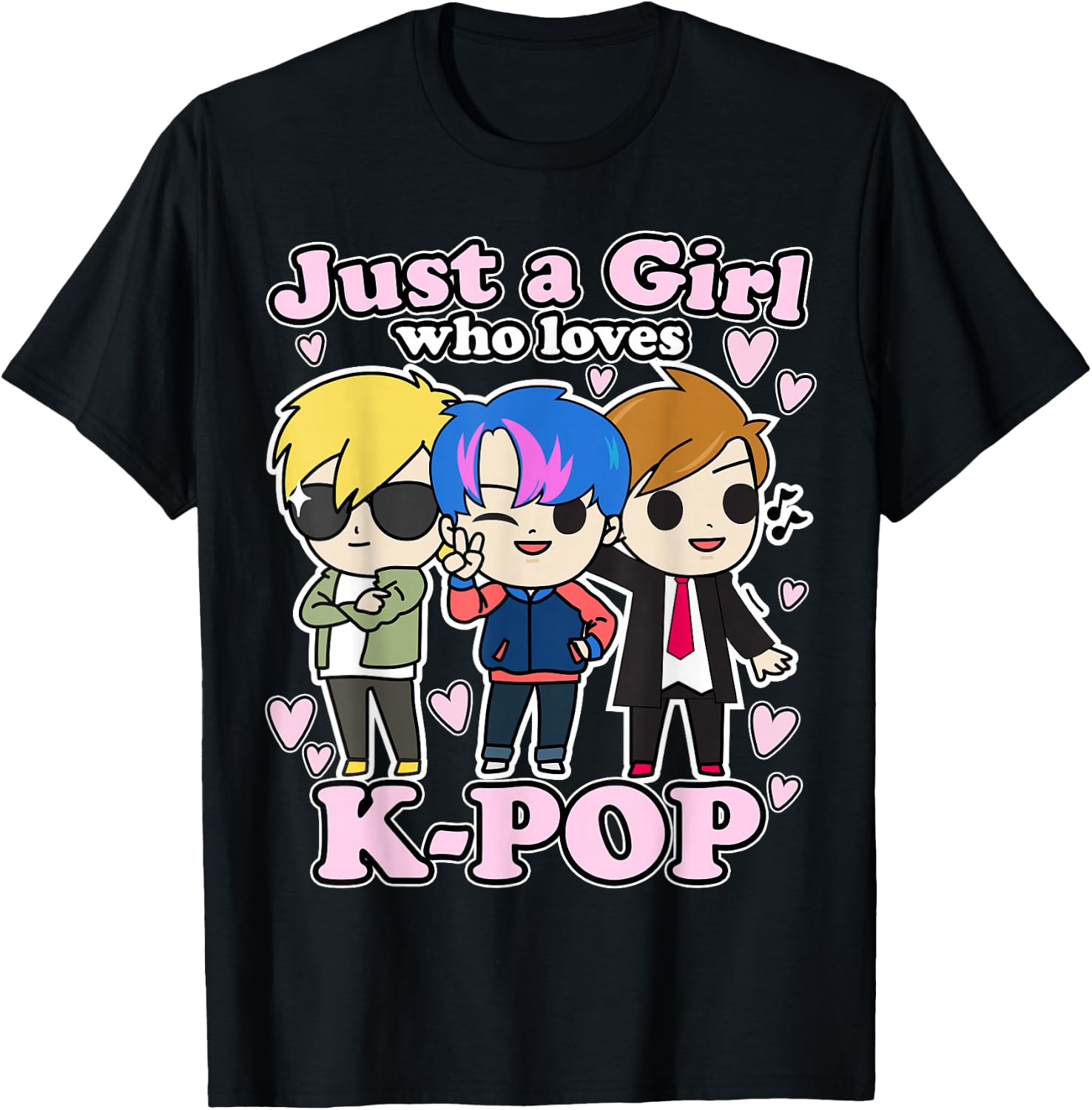 K-Pop Just A Girl Who Loves K-Pop Korean Pop Band T-Shirt - T-Shirt | Black