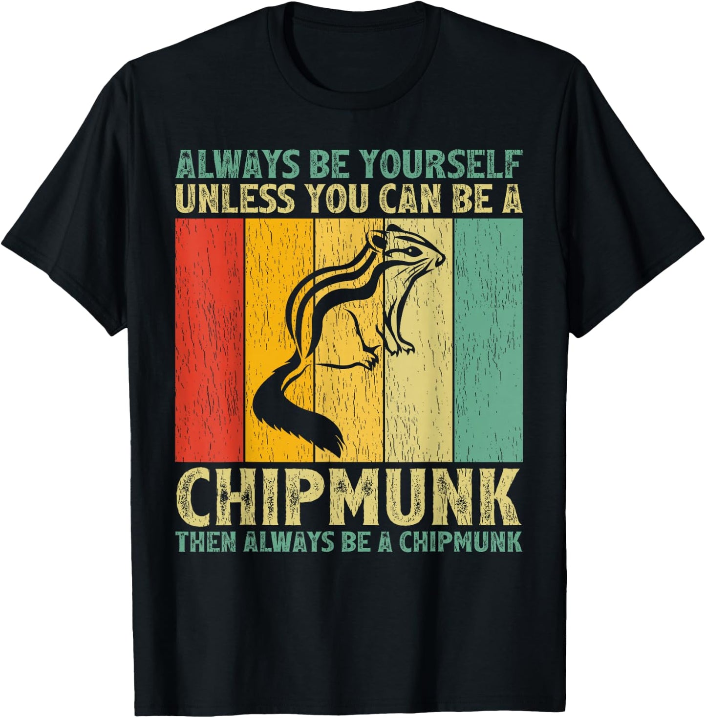 Cute Chipmunk Animal Lover Vintage Retro Chipmunk T-Shirt - T-Shirt | Black