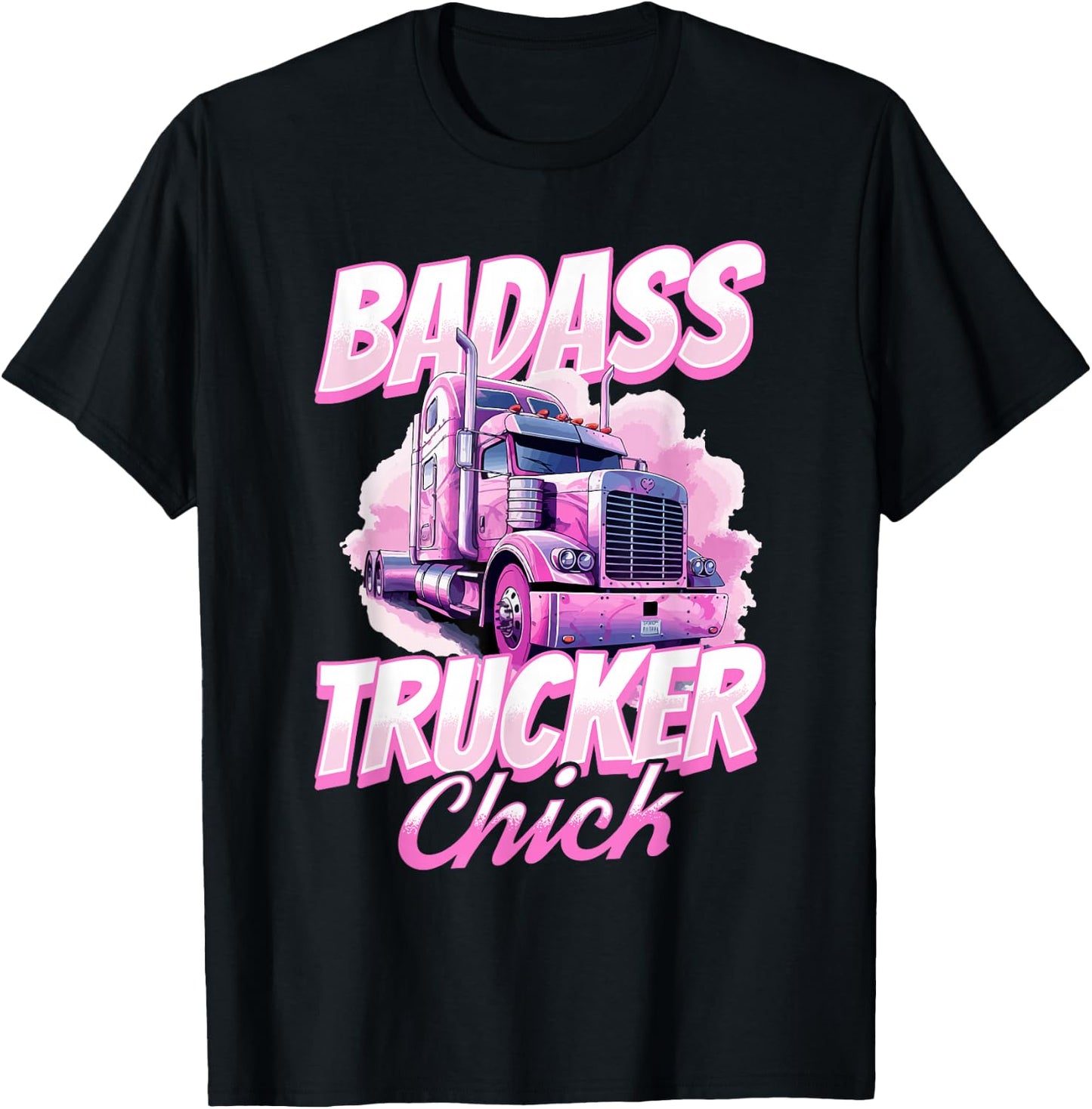 Trucker Truck Woman - Badass trucker chick T-Shirt - T-Shirt | Black