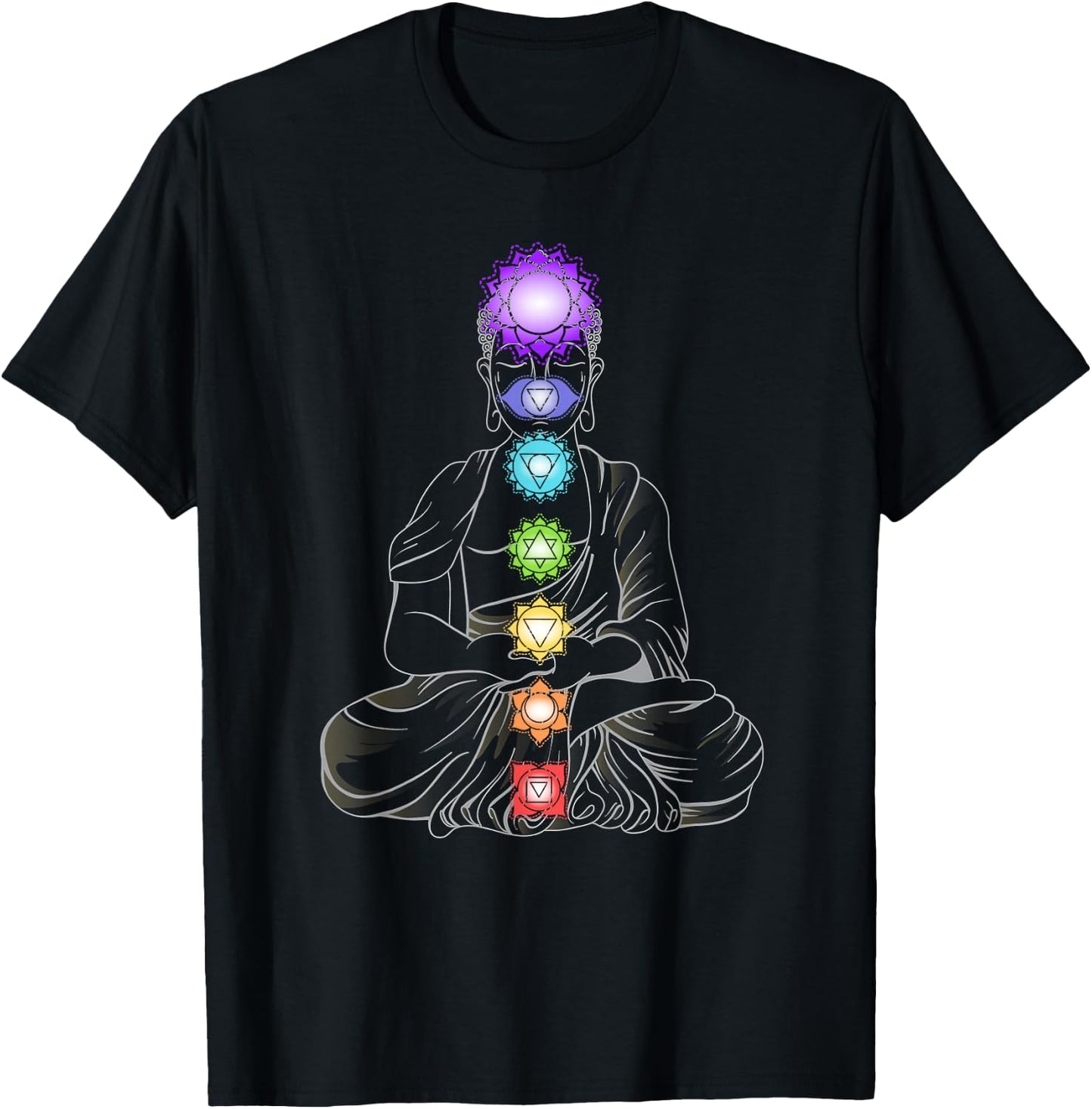 Yoga Meditation Spiritual Body Energy Centres Chakra T-Shirt - T-Shirt | Black
