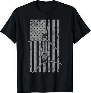 CH-46 Seaknight Helicopter Vintage Flag Aircraft Pilot T-Shirt - T-Shirt | Black