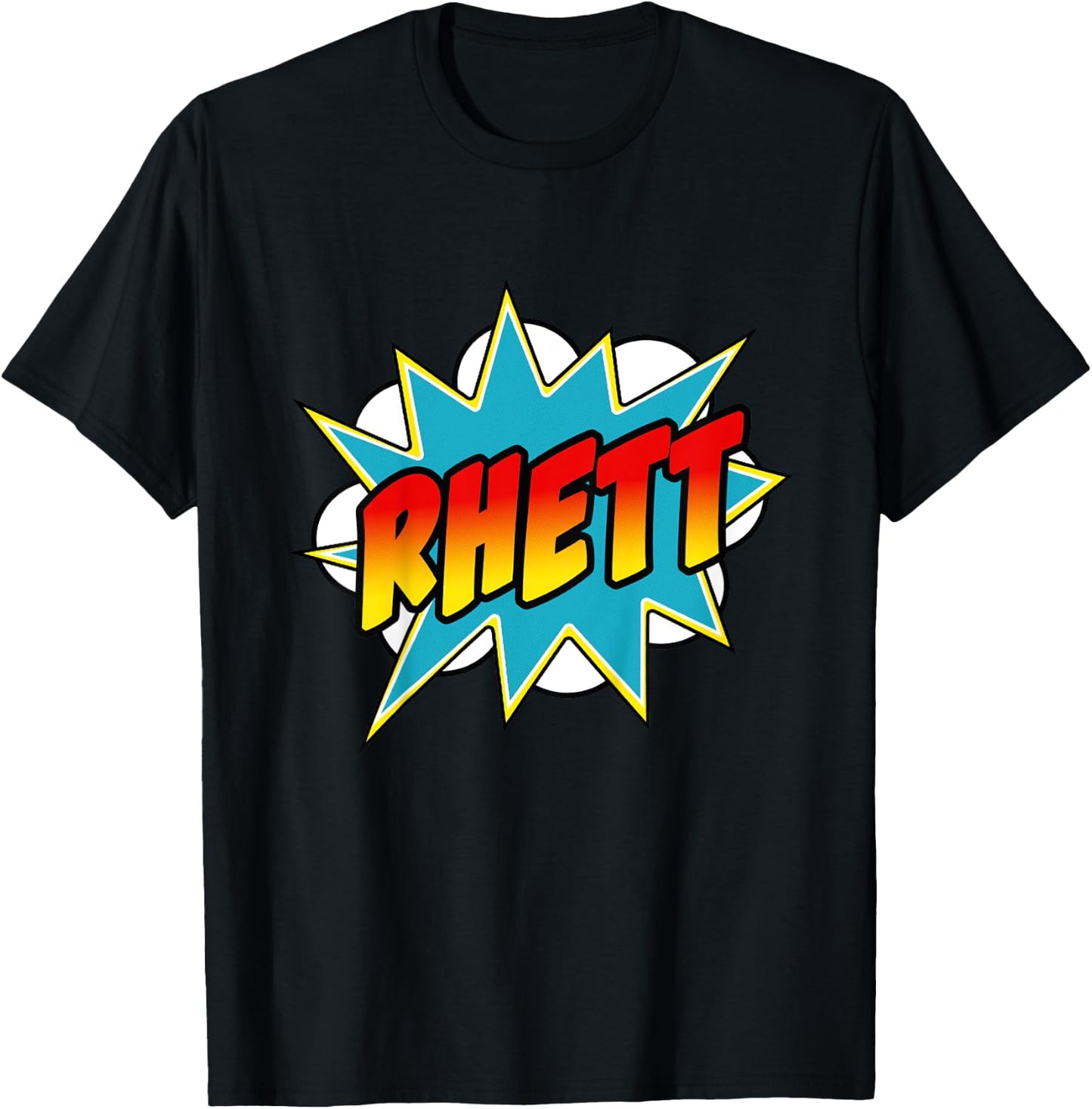 Kids Boys Rhett Name Comic Book Superhero T-Shirt - T-Shirt | Black