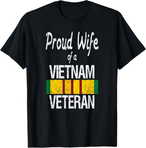 Vietnam Veteran Proud Wife of a Vietnam Veteran T-Shirt - T-Shirt | Black